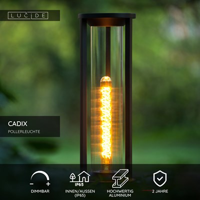 Lucide CADIX - Pollerleuchte - Ø 16 cm - 1xE27 - IP65 - Schwarz